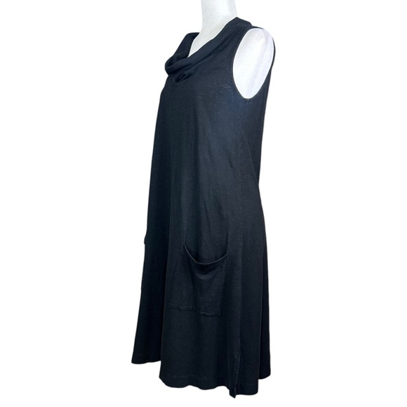 Eileen Fisher XS Cowl Neck Dress Hemp Slub Organic Cotton Lightweight Pockets - Picture 4 of 10